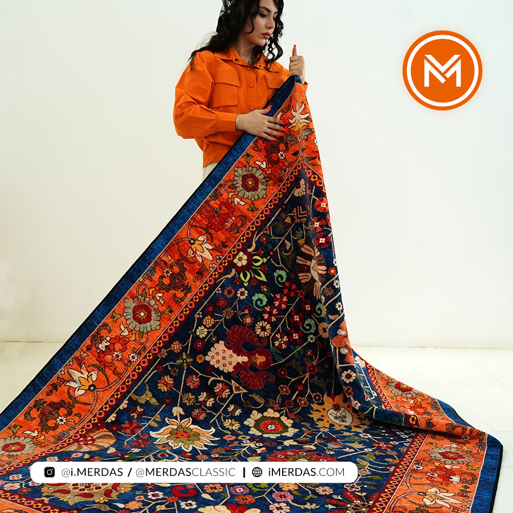 فرش کهنه نما کد 900403 زمینه سرمه ای